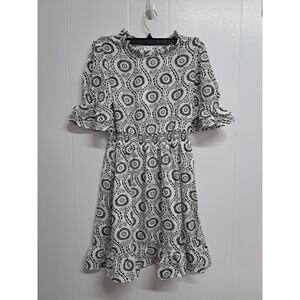 Women's Short Dresses‎ Summer Flowy Midi Short Sleeve Ruffle Casual High Waist S
